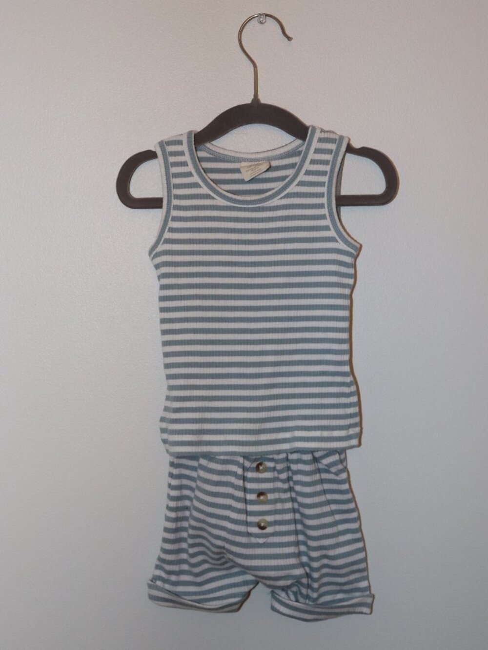 Striped Blue & White Kids Tank and Short Matching Set